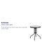 Emma and Oliver 23.75" Round Tempered Glass Metal Table with Smooth Ripple Design Top